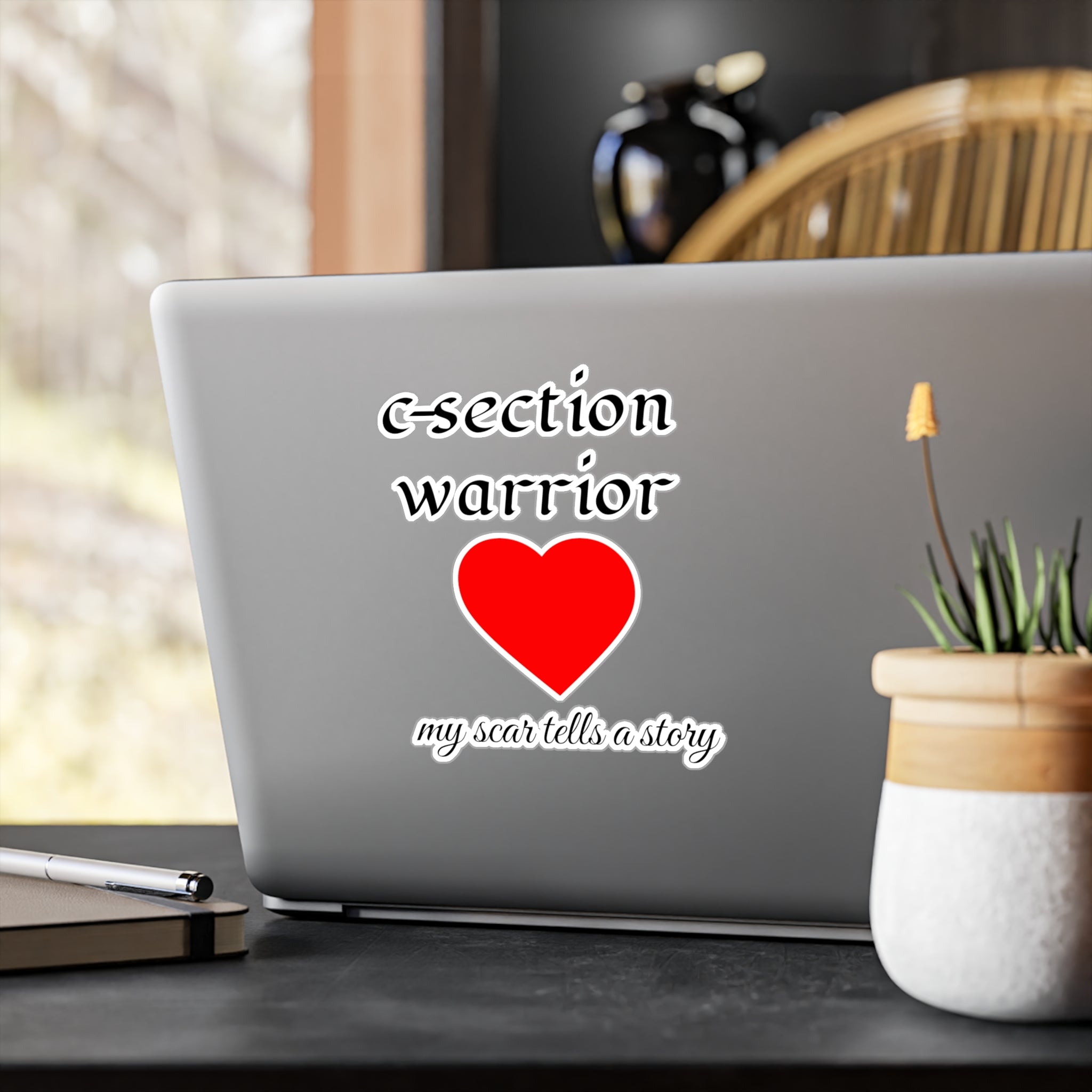 C-Section Warrior Vinyl Sticker — Red Heart “My Scar Tells a Story” Decal