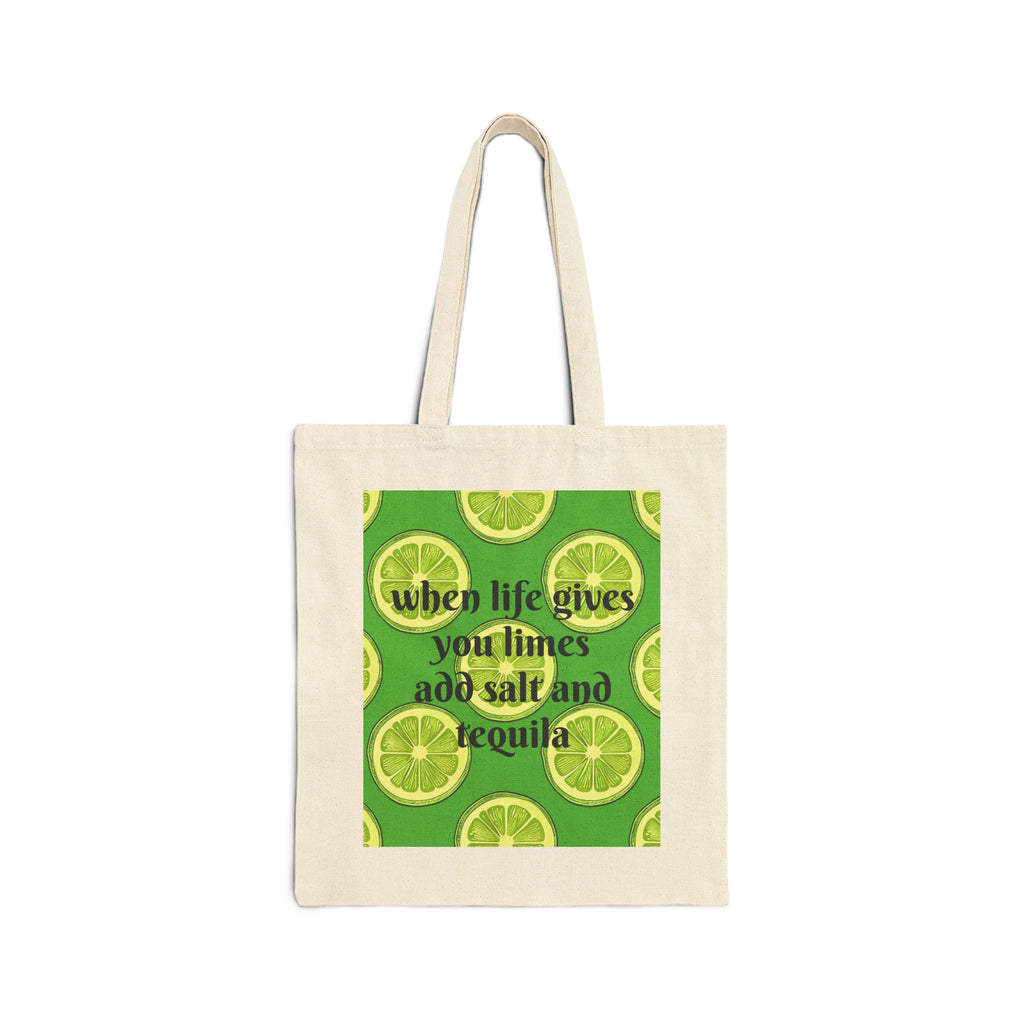 Tote Bag — 'When Life Gives You Limes Add Salt and Tequila' Lime Margarita Canvas Tote