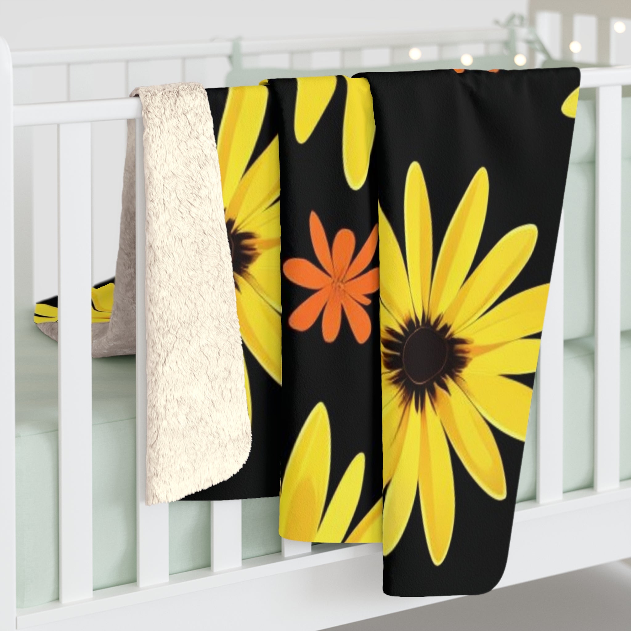 Sunflower Sherpa Blanket Cozy Floral Plush Throw
