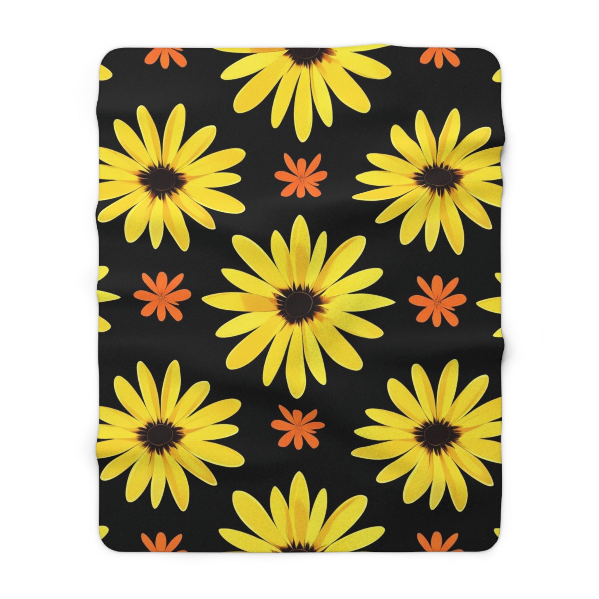 Sunflower Sherpa Blanket Cozy Floral Plush Throw