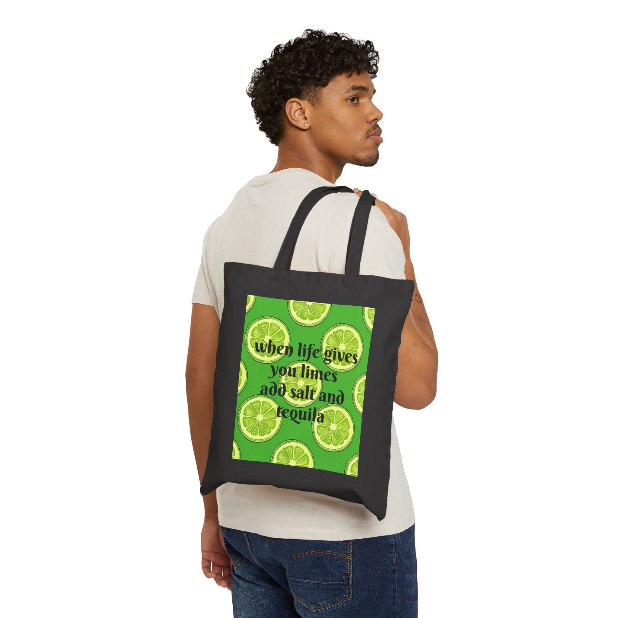 Tote Bag — 'When Life Gives You Limes Add Salt and Tequila' Lime Margarita Canvas Tote