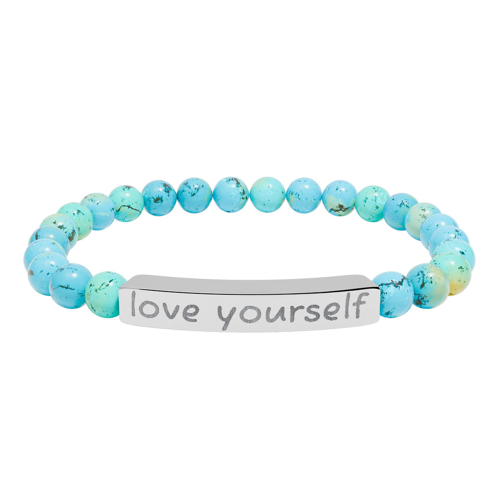 Engraved 'Love Yourself' Natural Stone Bracelet