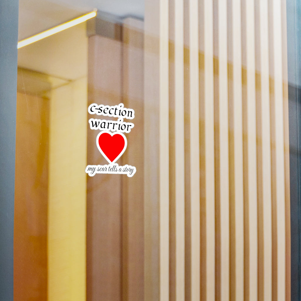 C-Section Warrior Vinyl Sticker — Red Heart “My Scar Tells a Story” Decal