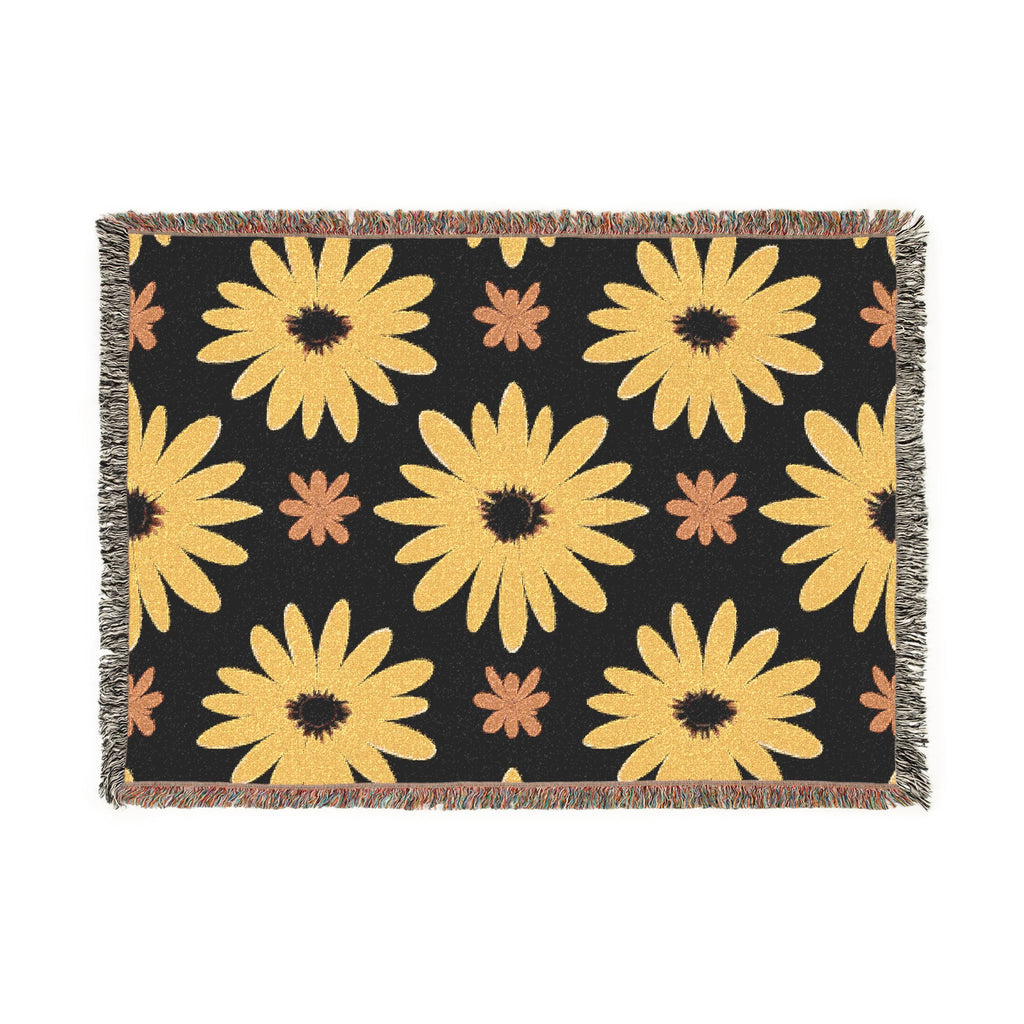 Sunflower Woven Blanket — Retro Floral Throw for Cozy Living & Gifts