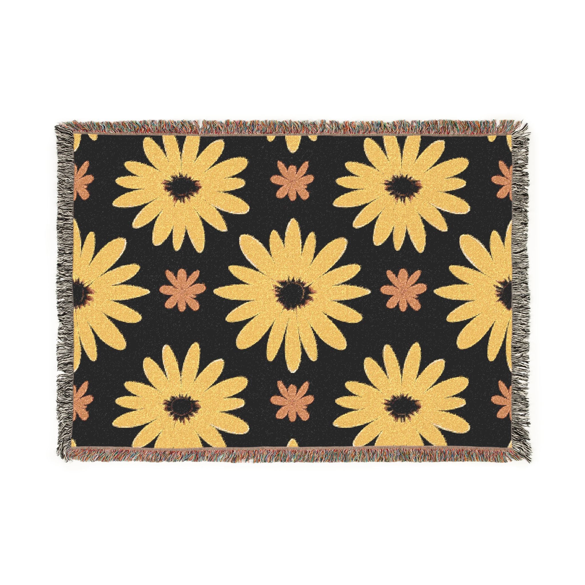 Sunflower Woven Blanket — Retro Floral Throw for Cozy Living & Gifts