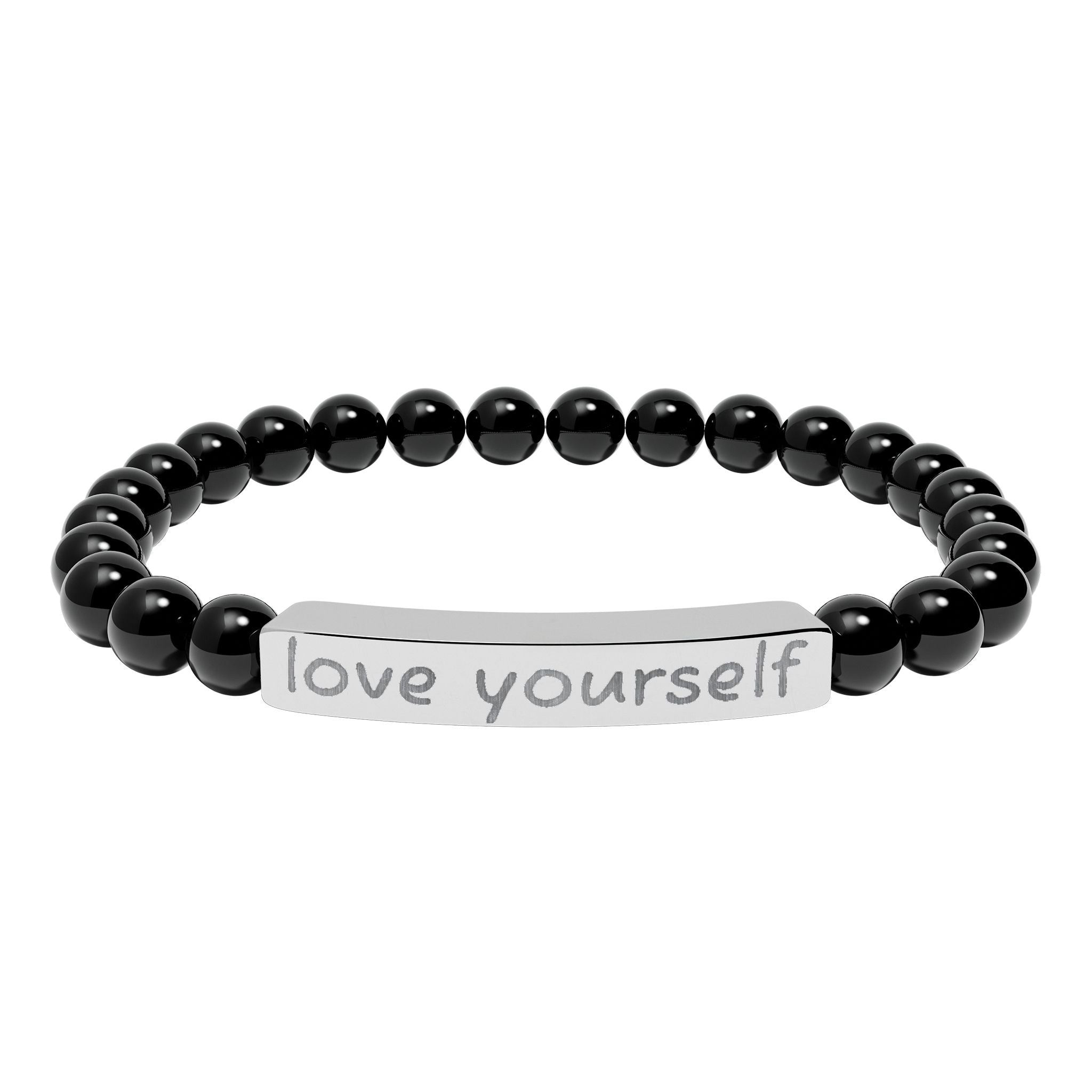 Engraved 'Love Yourself' Natural Stone Bracelet