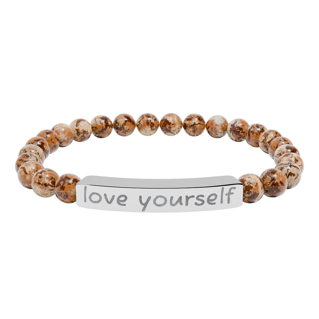 Engraved 'Love Yourself' Natural Stone Bracelet