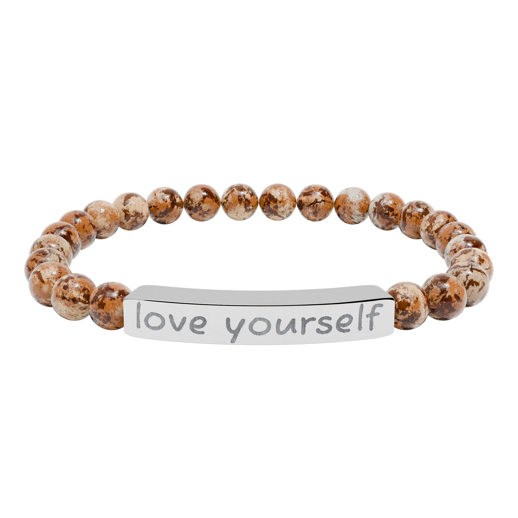 Engraved 'Love Yourself' Natural Stone Bracelet