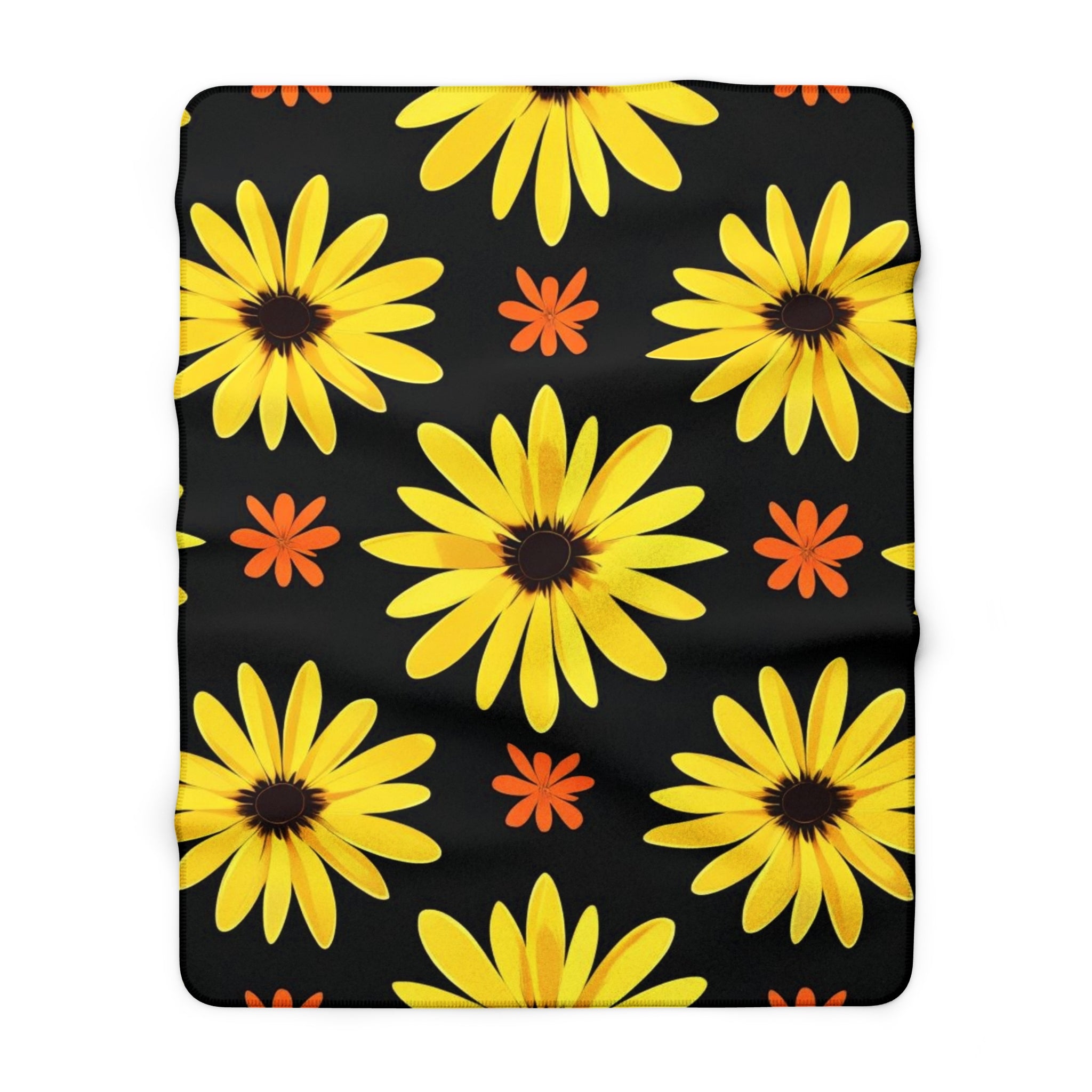 Sunflower Sherpa Blanket Cozy Floral Plush Throw