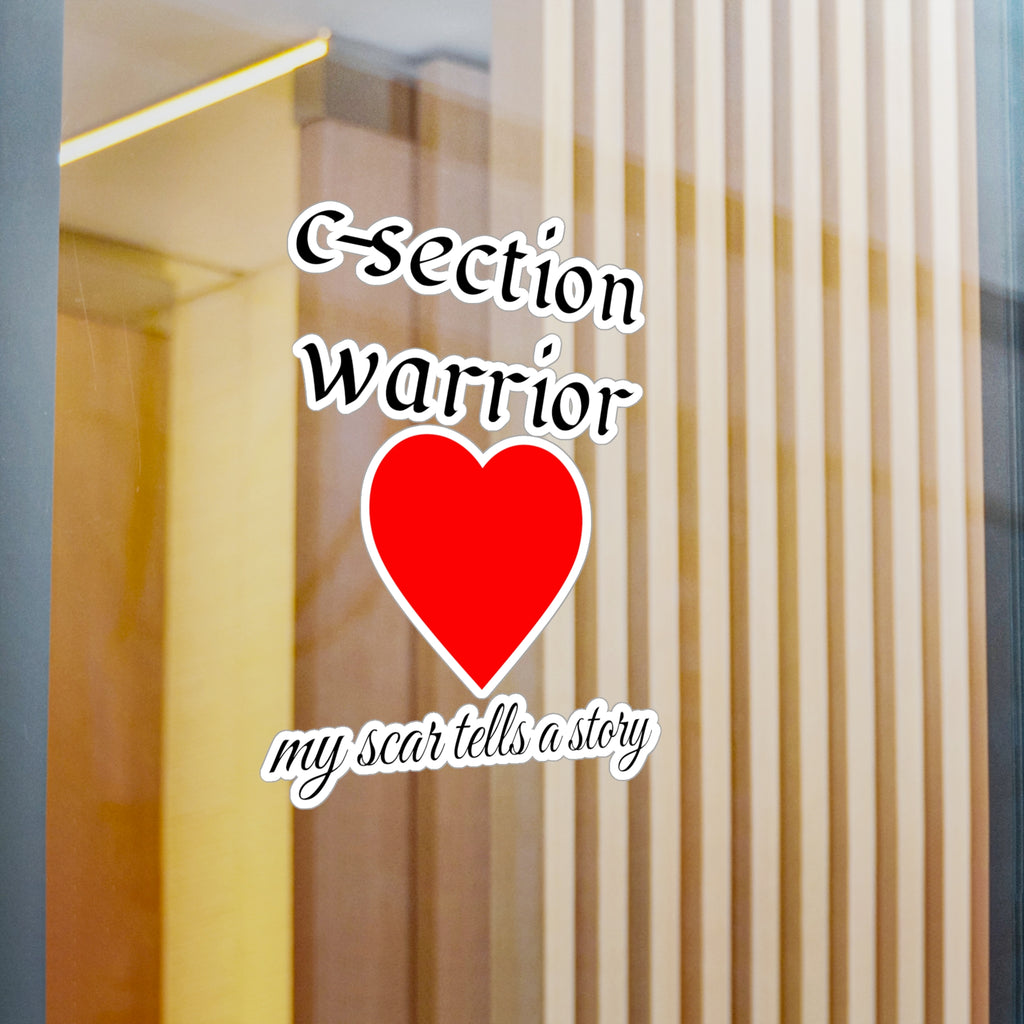 C-Section Warrior Vinyl Sticker — Red Heart “My Scar Tells a Story” Decal