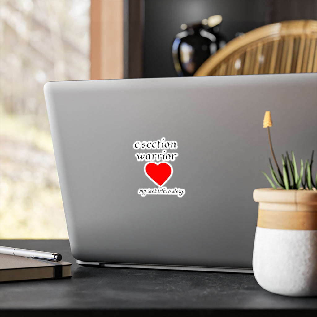 C-Section Warrior Vinyl Sticker — Red Heart “My Scar Tells a Story” Decal