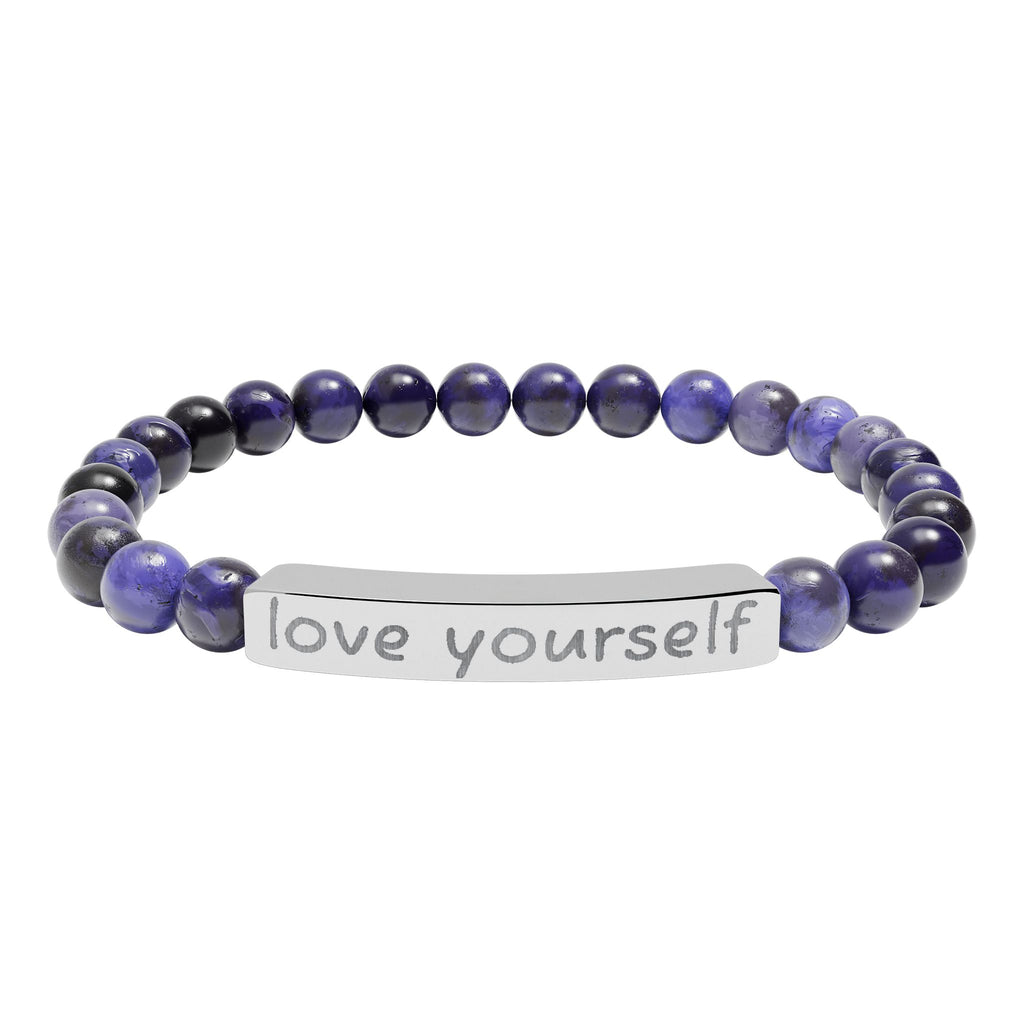 Engraved 'Love Yourself' Natural Stone Bracelet