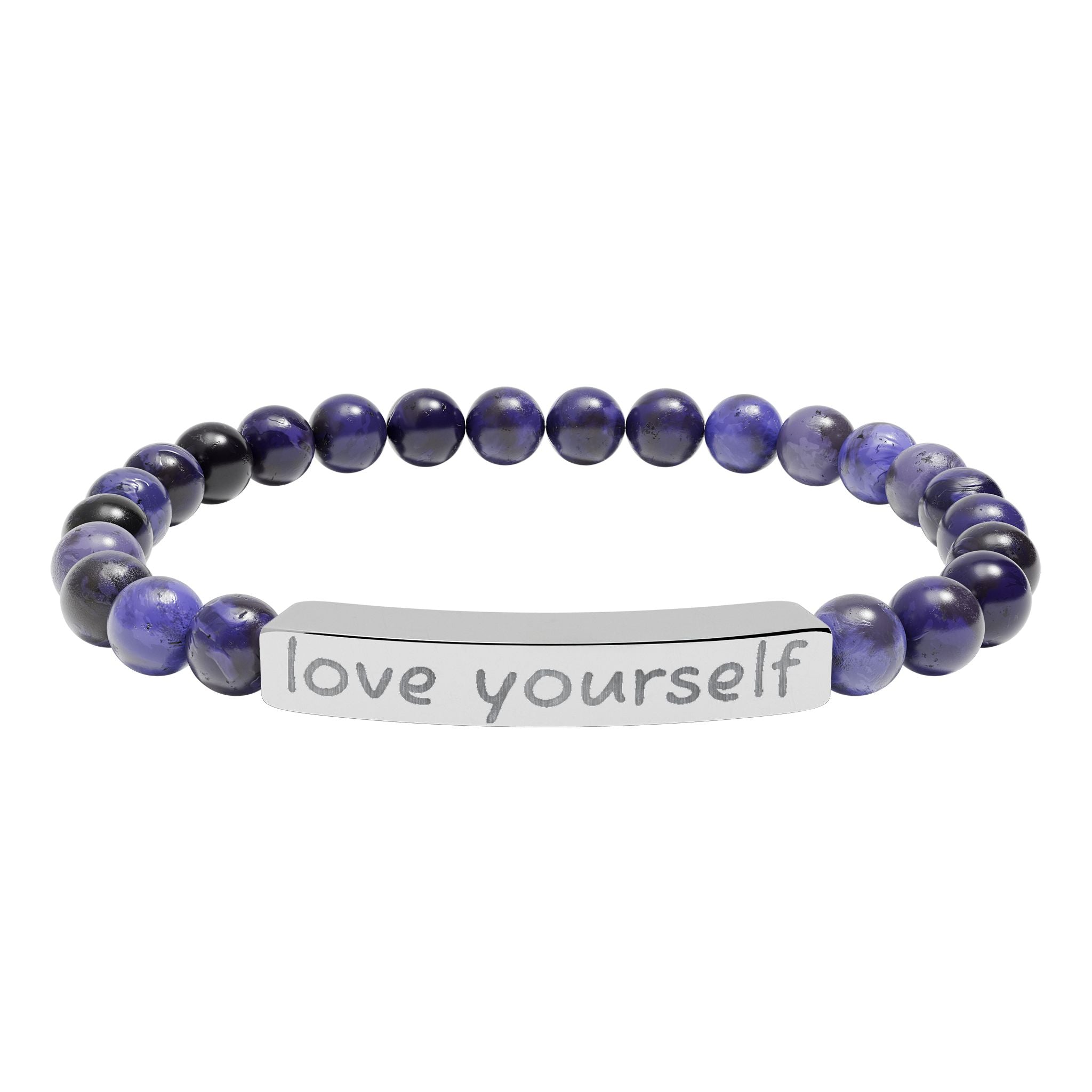 Engraved 'Love Yourself' Natural Stone Bracelet