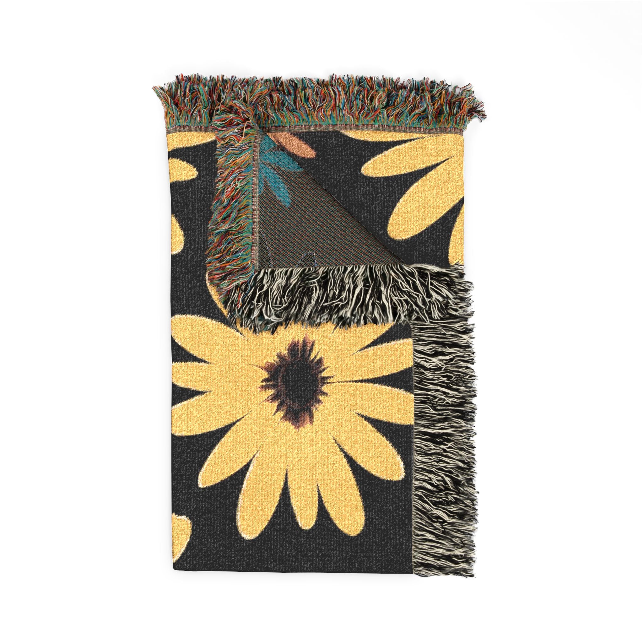 Sunflower Woven Blanket — Retro Floral Throw for Cozy Living & Gifts