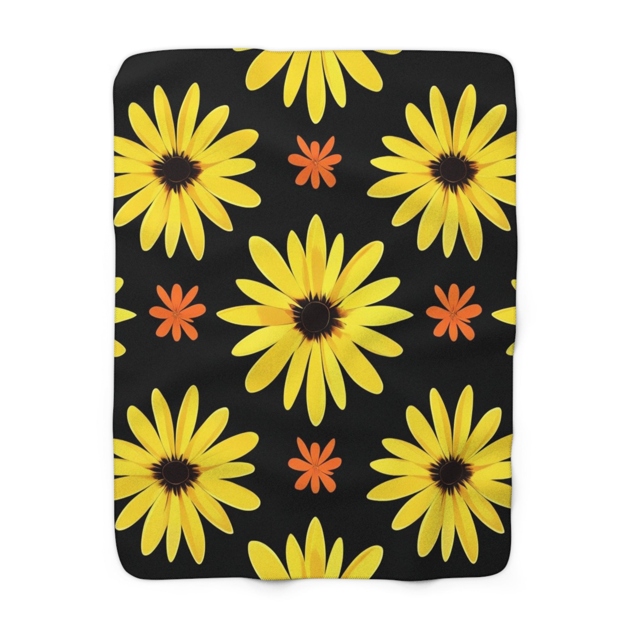 Sunflower Sherpa Blanket Cozy Floral Plush Throw