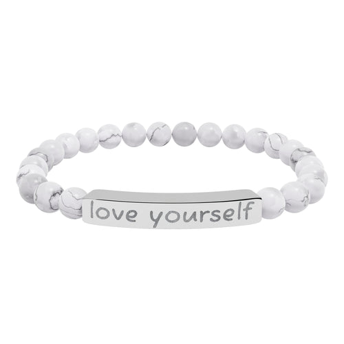 Engraved 'Love Yourself' Natural Stone Bracelet