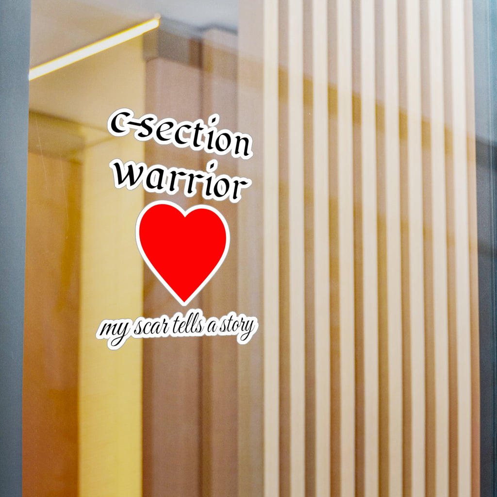 C-Section Warrior Vinyl Sticker — Red Heart “My Scar Tells a Story” Decal
