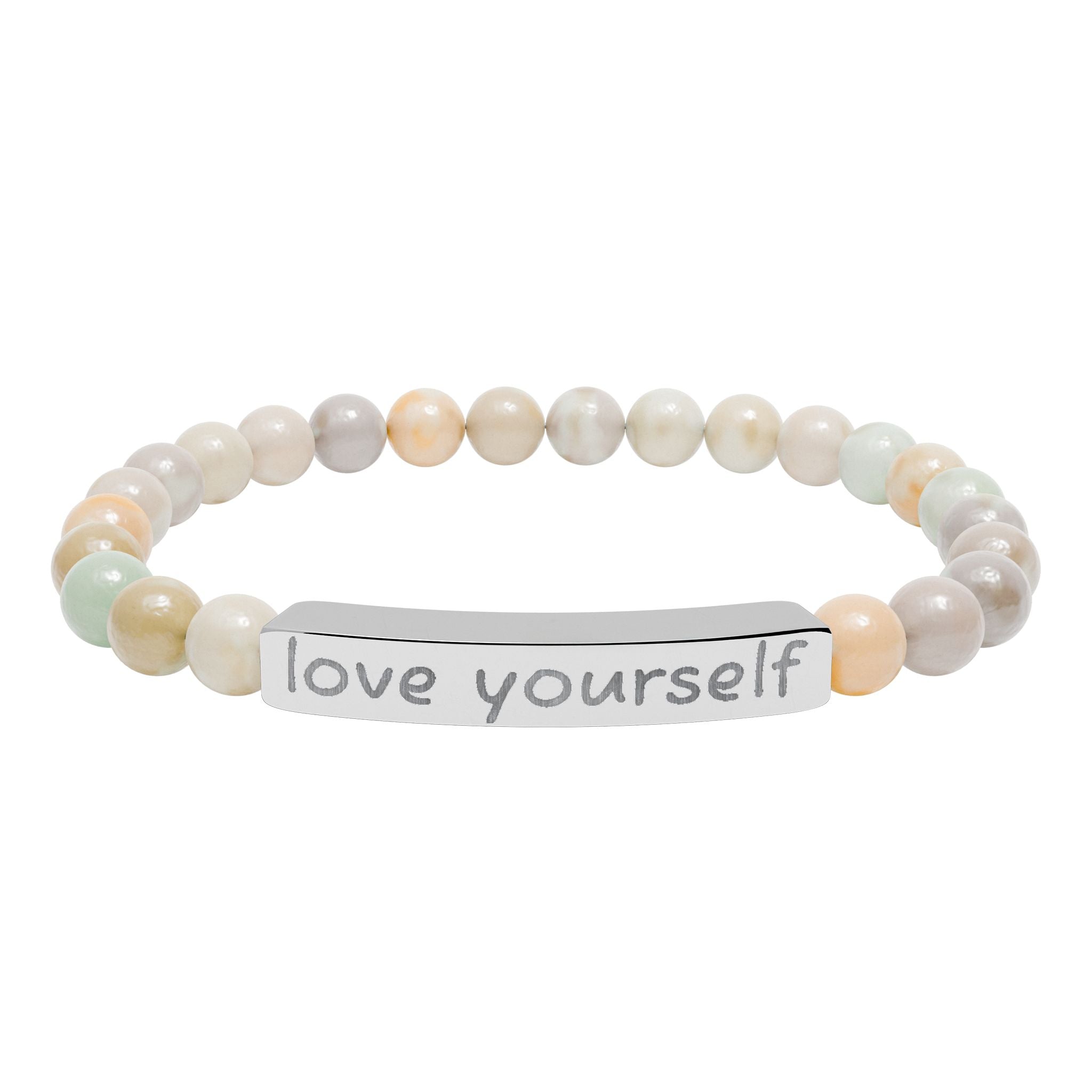 Engraved 'Love Yourself' Natural Stone Bracelet