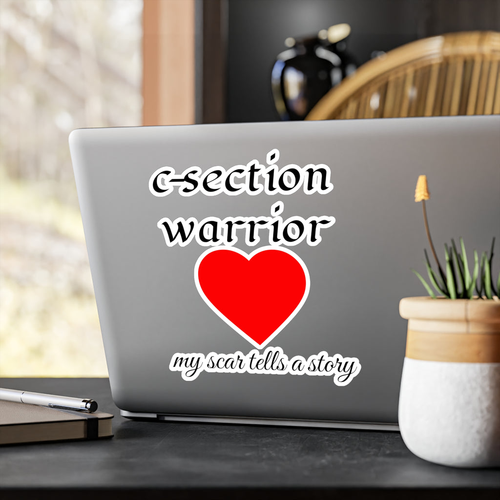 C-Section Warrior Vinyl Sticker — Red Heart “My Scar Tells a Story” Decal